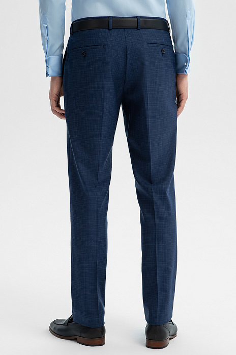 Брюки из шерсти и льна с водоотталкивающей обработкой, цвет Синий