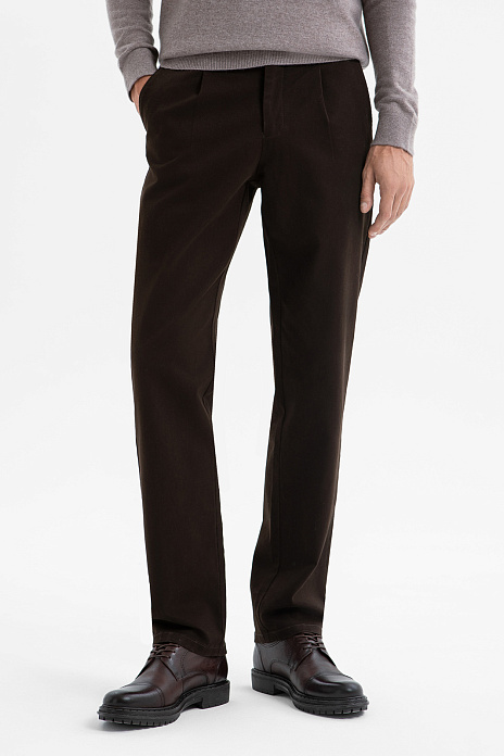 Брюки из хлопка, цвет Коричневый темный