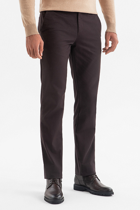 Брюки из хлопка, цвет Коричневый темный