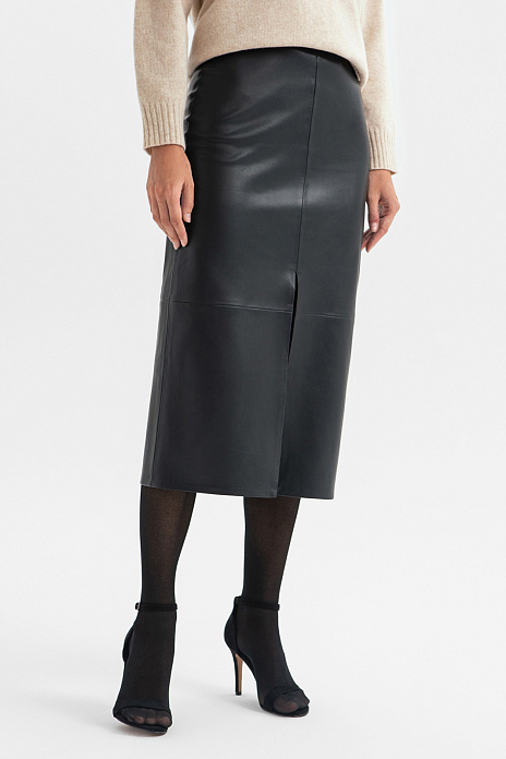 Юбка из экокожи, цвет Черный