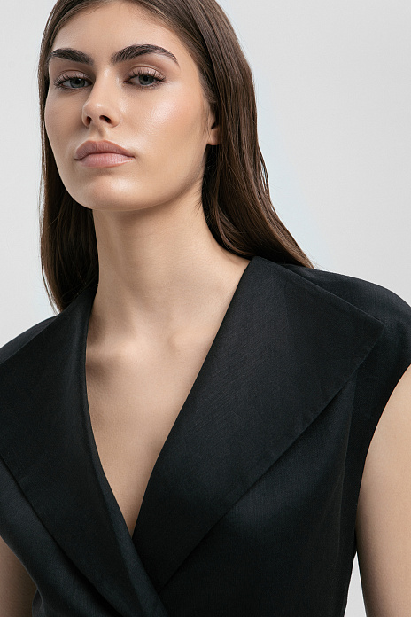 Жилет изо льна и вискозы, цвет Черный