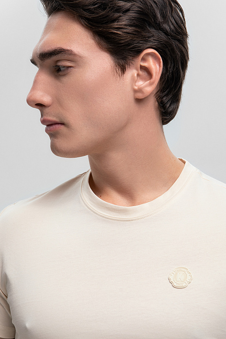 Бежевая хлопковая футболка Slim fit, цвет Бежевый