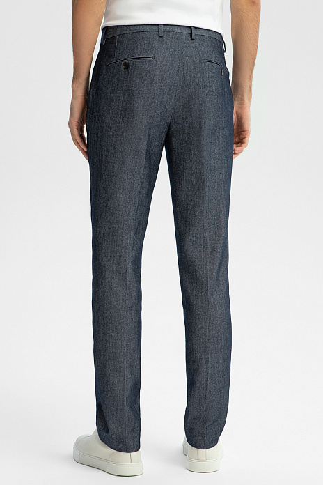 Брюки из хлопка и шерсти Lanificio TG di Fabio, лимитированная коллекция, цвет Синий темный