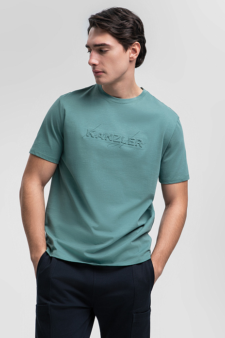 Зеленая хлопковая футболка Comfort fit, цвет Зеленый