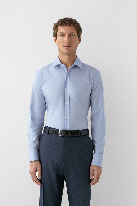 Сорочка из хлопка, вискозы и шёлка Carlo Bassetti (Италия), цвет Голубой