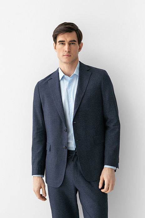 Пиджак льняной, цвет Синий темный