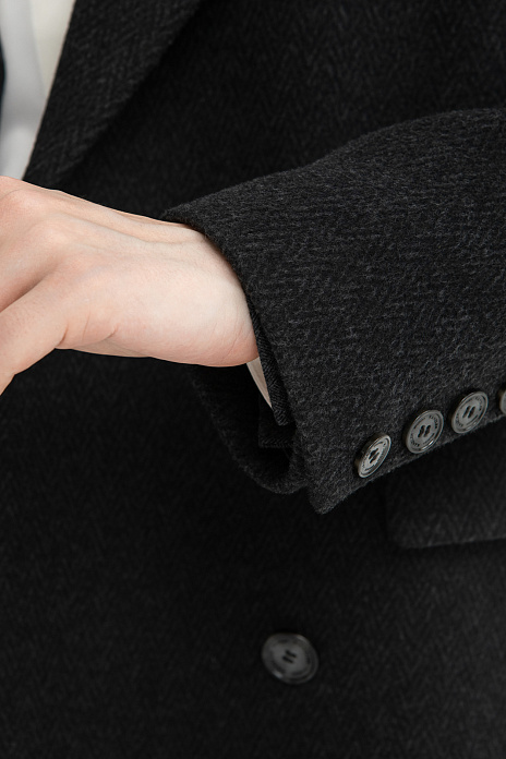 Пальто из смесовой шерсти, цвет Серый темный