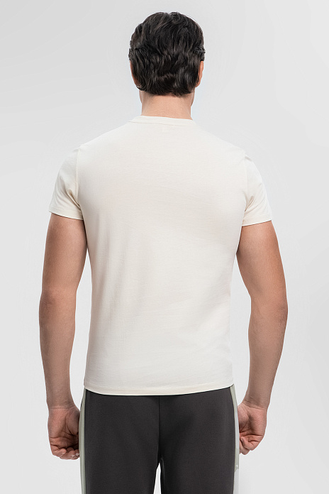 Бежевая хлопковая футболка Slim fit, цвет Бежевый