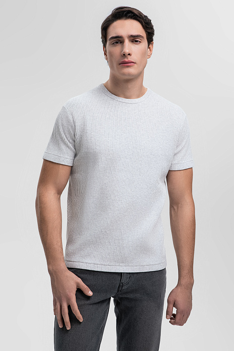 Футболка из хлопка в рубчик, цвет Серый