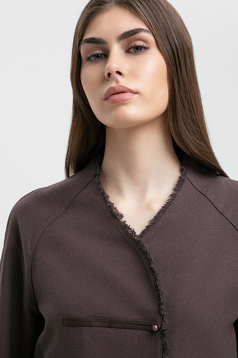 Жакет из хлопка и льна, цвет Коричневый