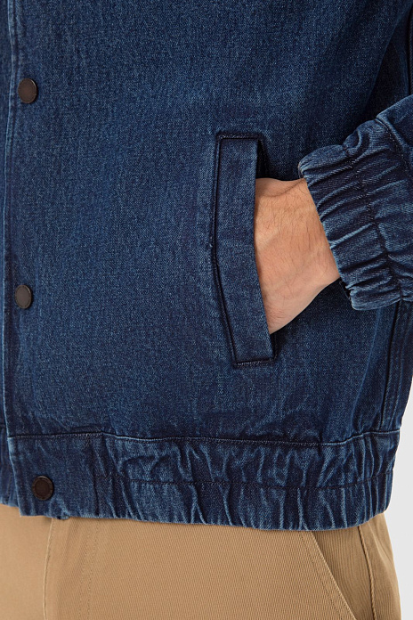 Джинсовая куртка с вышивкой, цвет Синий темный