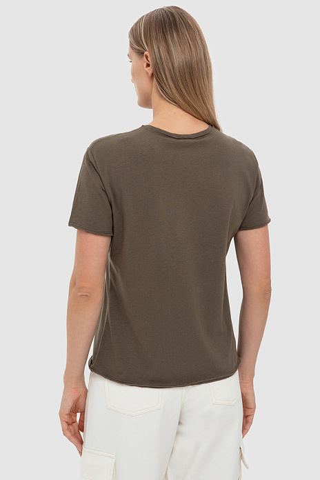 Футболка из льна и хлопка, цвет Хаки
