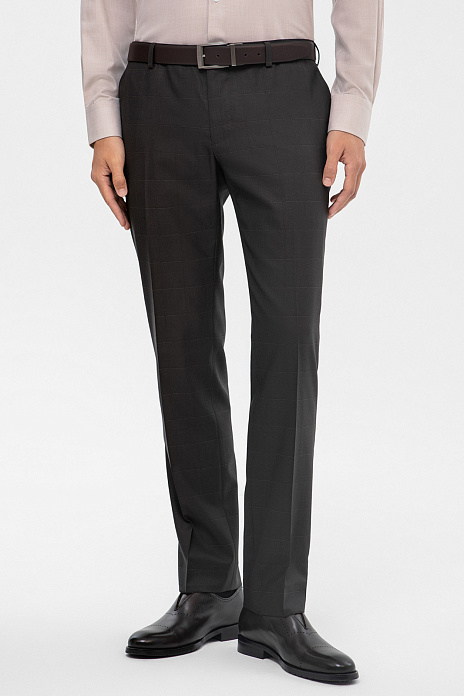 Брюки из шерсти, устойчивой к сминанию, цвет Коричневый темный