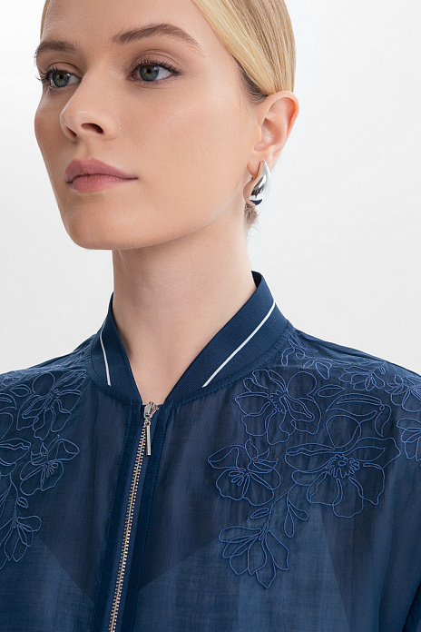 Кардиган-бомбер с вышивкой, цвет Голубой