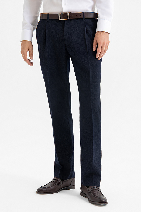 Брюки из шерсти с водоотталкивающей обработкой, устойчивые к сминанию, цвет Синий темный