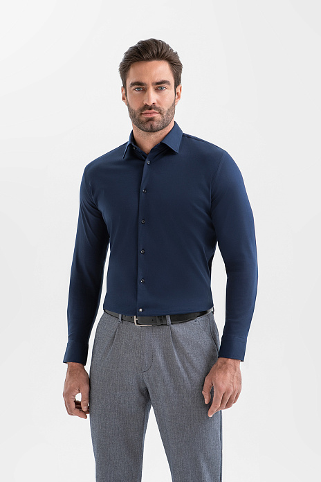 Сорочка из трикотажной хлопковой ткани, цвет Синий темный