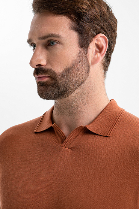 Джемпер поло Limited edition из шелка, цвет Коричневый светлый