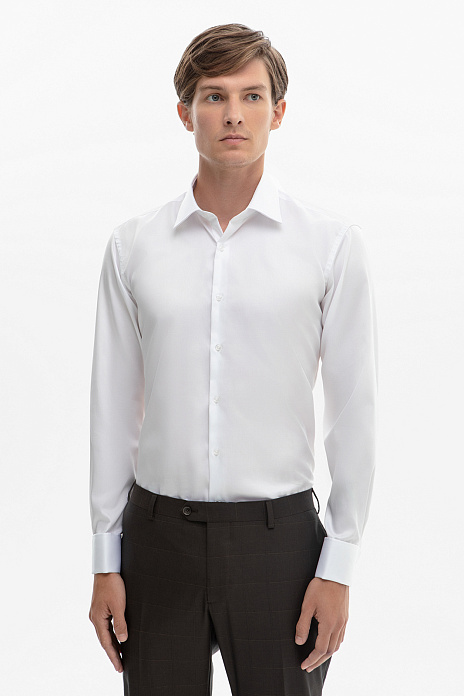 Сорочка под запонки из хлопка, легкая в уходе, цвет Белый