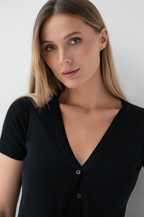 Футболка из хлопка, шелка и льна, цвет Черный