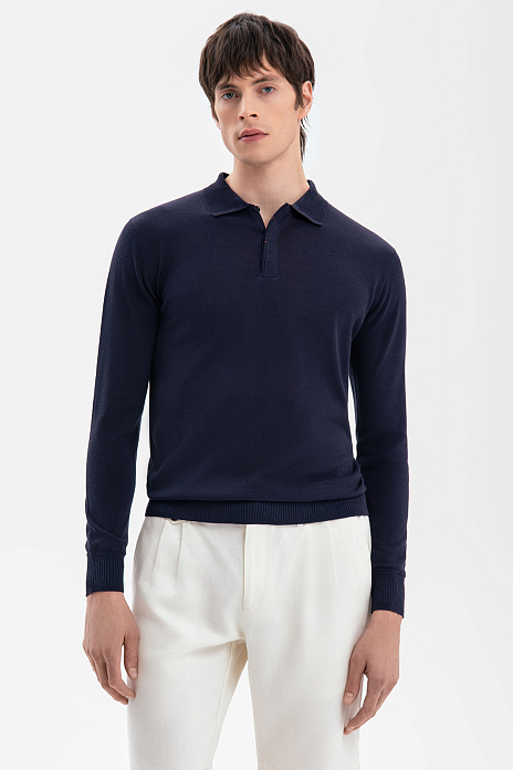 Поло Limited edition из шелка, цвет Синий темный