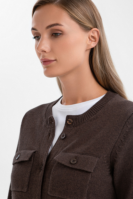 Кардиган из хлопка и кашемира, цвет Коричневый