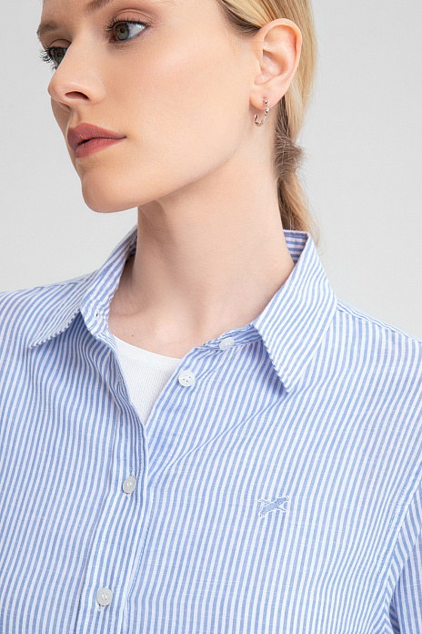Рубашка из хлопка в полоску, цвет Голубой