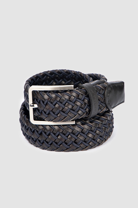 Ремень плетеный из натуральной кожи, цвет Черный