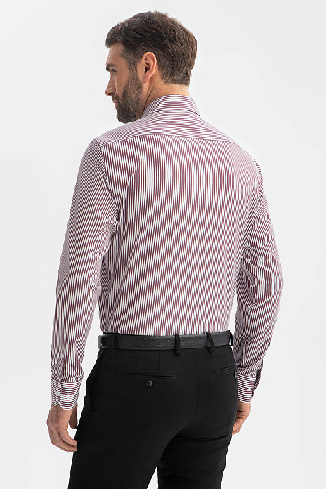 Сорочка из хлопка в полоску, цвет Бордовый