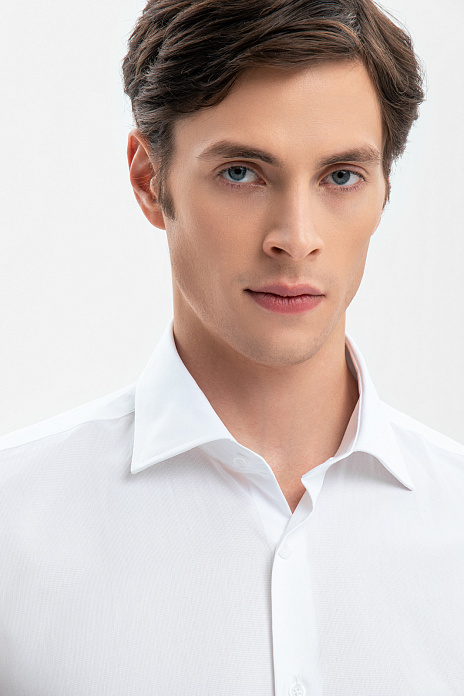 Сорочка с коротким рукавом из итальянской ткани Canclini, цвет Белый