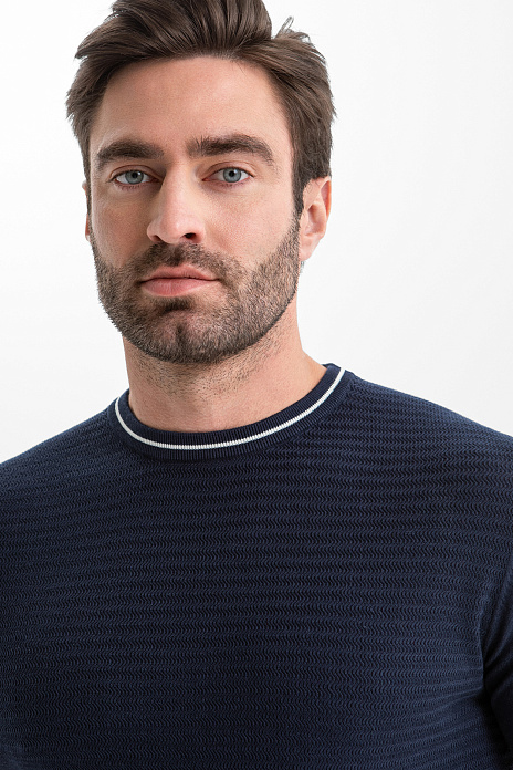 Джемпер из хлопка и льна, цвет Синий темный