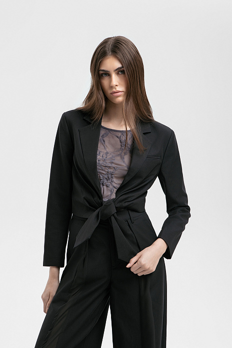 Жакет из хлопка и тенсела, цвет Черный