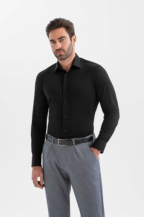 Сорочка из трикотажной хлопковой ткани, цвет Черный