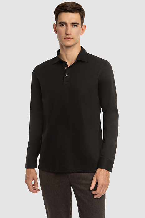 Поло из хлопка двойной мерсеризации, цвет Черный