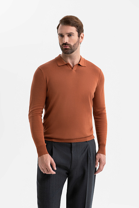 Джемпер поло Limited edition из шелка, цвет Коричневый светлый