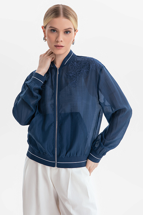 Кардиган-бомбер с вышивкой, цвет Голубой