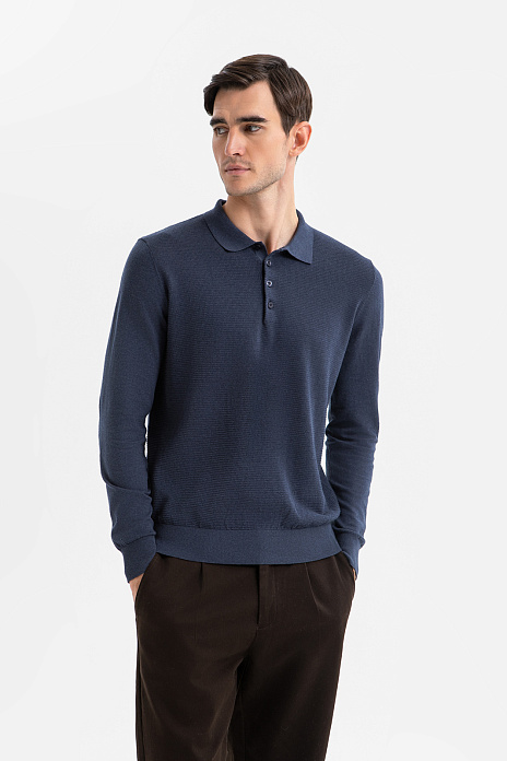 Джемпер поло из хлопка Пима, цвет Синий