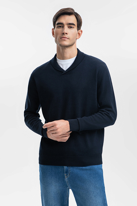 Джемпер из хлопка и кашемира, цвет Синий темный