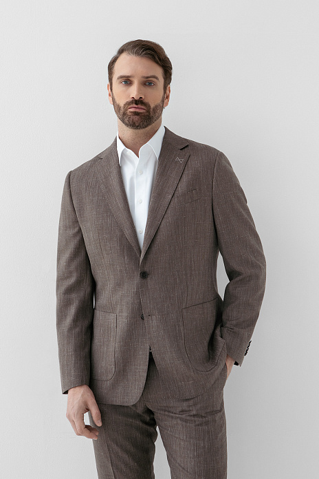 Костюм из шерсти, льна и шелка с водоотталкивающей обработкой, цвет 