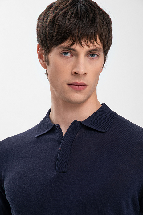 Поло Limited edition из шелка, цвет Синий темный