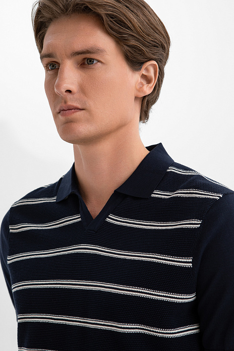 Поло из хлопка Пима, цвет Синий темный