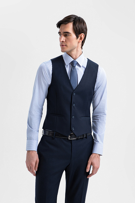 Жилет из шерсти, цвет Синий темный